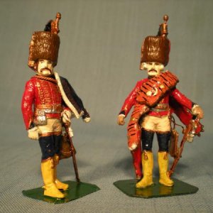 A pair of majors from Ziethen's regiment; these are castings by Stadden.  You can see the stockiness of the Stadden 54mm here, compared to the New Hop