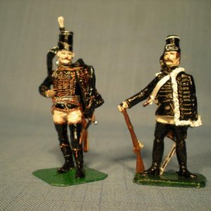 Wilhelm Sebastian von Belling (l) and a hussar of his regiment (r).  The casting of Belling is from Puchala, and the hussar casting is from Imrie-Risl