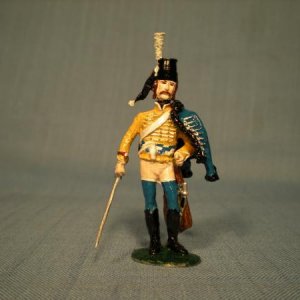 A hussar of the Malachowski Regiment (Nr. 7), also called the Yellow Hussars, because of the color of their dolmans.  This is an Imrie-Risley casting.