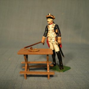 A sergeant on recruiting duty; another figure by Puchala.  Individual companies in the Prussian army pursued their own recruiting, and the captains se