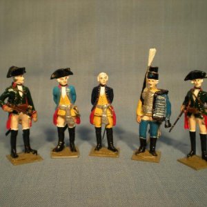 A group of figures by the German company Archiv Verlag.  From left to right, a Jäger; an officer of dragoons; an officer of the royal bodyguard regime