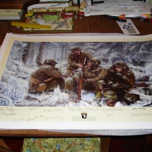 signed print before framing
signed by 11 Band of Brother members plus the artist