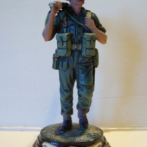 Chas Stadden # 23. Bren Gunner British Infantry Burma 1943-44. Chas made two Bren Gunners the other being the Gurkha's model. This model is signed Mic