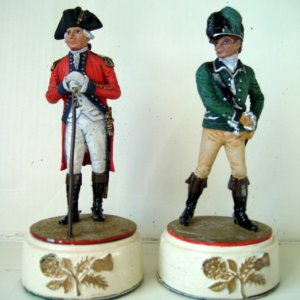 Chas Stadden American Revolutionary War British Army Chess pieces Bishops: General Lord Cornwallis & Colonel Banastre (Butcher) Tarleton.