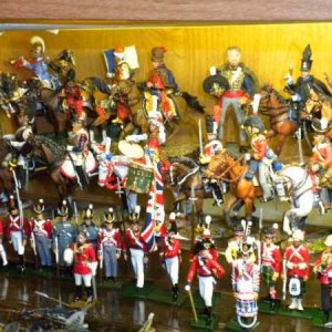 Britains Red Coat series, and mounted Napoleonic figures (by del Prado)