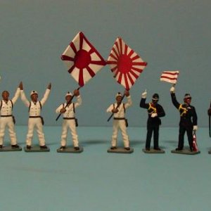 Air Wars - Japanese Deck Crew, Japanese Deck Crew with Flag, Japanese Deck Officers, Two Running Japanese Pilots