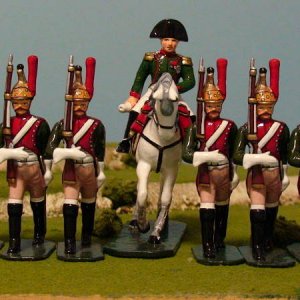 Napoleon in Green Uniform with French Dragoons & Bugler