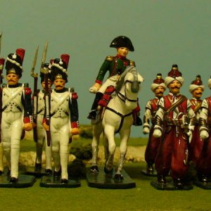 Napoleon in Green Uniform with Old Guard Marching and Egyptian Marmalukes