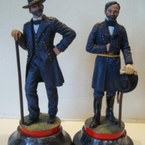 Chas Stadden ACW Chess pieces Bishops. On the right is Major General William T. Sherman. On the left is Major General Ulysses S. Grant.