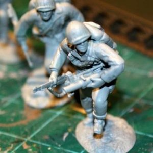 USMC 60mm mortar team runs forward, inspired by Peleiu from "The Pacific"