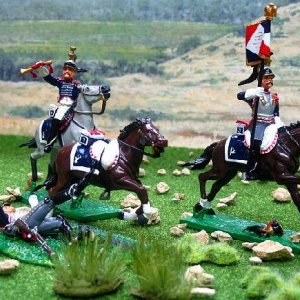 WA10P-Cuirassier Trooper out of the saddle. WA10EA-Eagle Bearer and WA10L-3rd Regt. Corporal Trumpeter-Napoleon's Cavalry Cuirassiers.