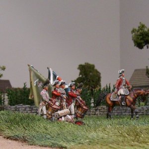 British 5th Foot regimental commander with colour guard