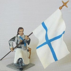 St. George Cross 70mm kneeling Greek with flag