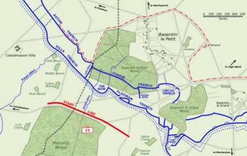 500px Bazentin le Petit 14 July 1916 map