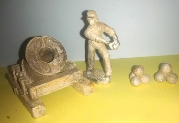 54mm siege mortar with mortar rounds and Mortar gunner. 2 kits