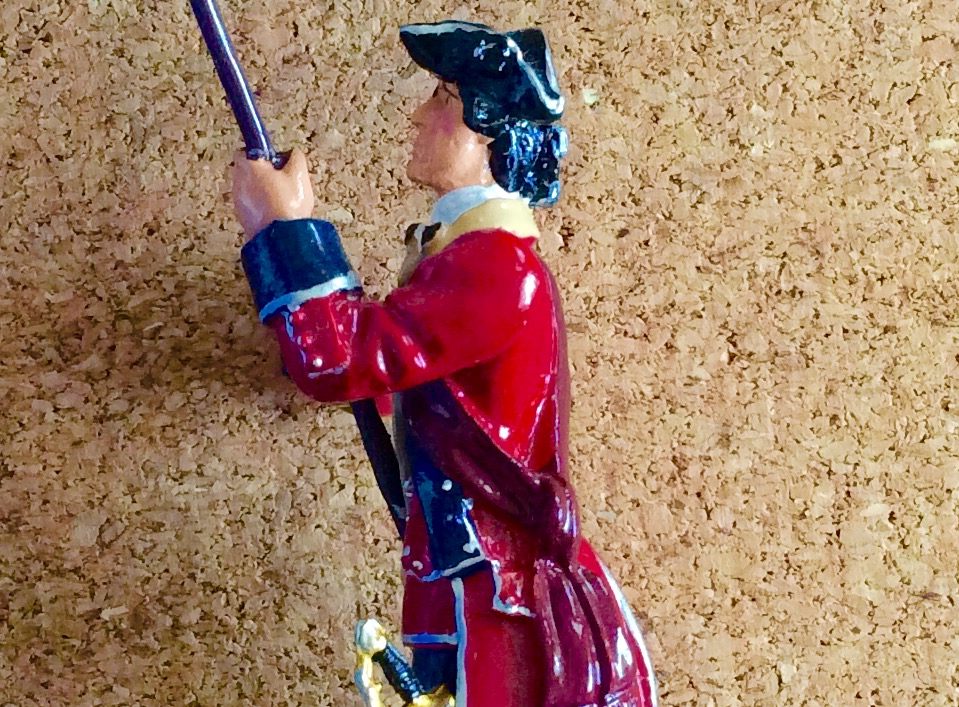 60th (Royal American) Regiment of Foot. 1755-1762. Ensign carrying King's Colour in parade dress. Model by W Britain.