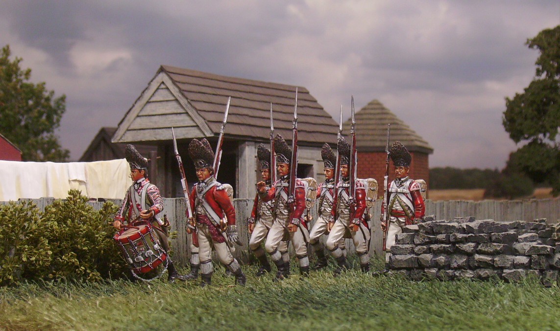 A squad of Grenadiers entering the outskirts of Concord