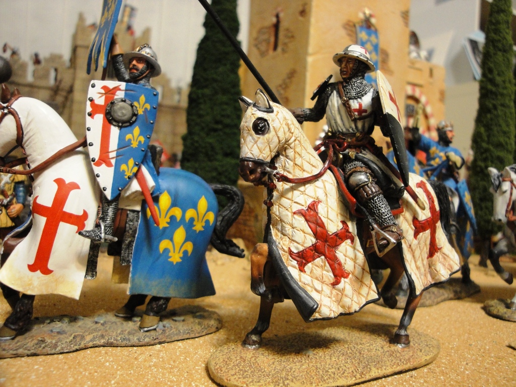 A Templar knight beside one of  the French king's personal banner men.