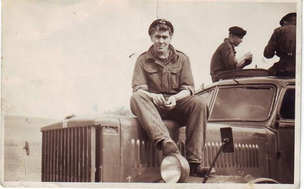 Another name the old memory let me down on. One of A Squadron Trooper's sitting on the Mighty Antar Tank Transporter.