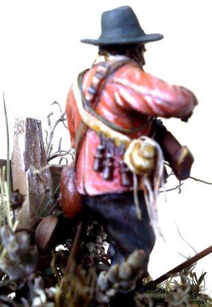 Back view of English Civil War musketeer