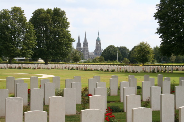 Bayeux Cemetery with Cathedral in view