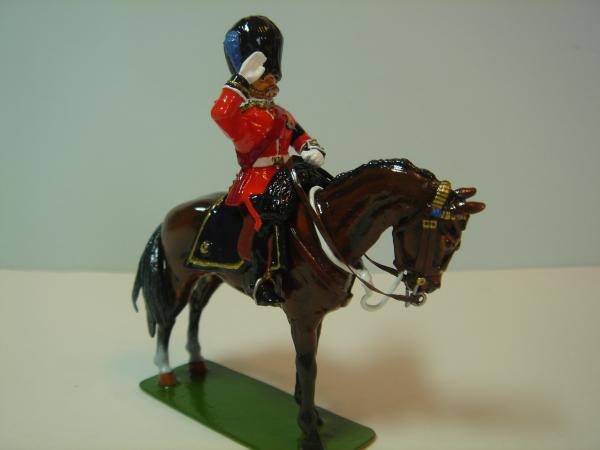 Britain's mounted guards officer I found as a casting at a car boot sale without his horse. now remounted on a yeomanry horse from the spares box and 