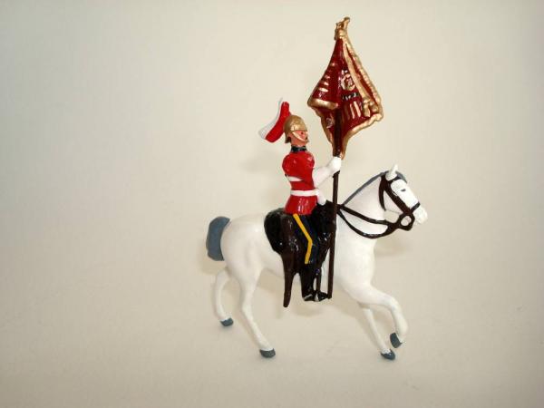 Britains Original Hollowcast. Jeff re-painted this excellent model of a 5th Dragoon Guards Standard Bearer, dont know what set it was from, but its on