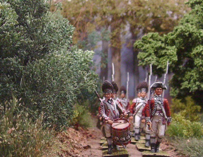 British regulars marching toward Concord