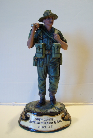 Chas Stadden # 23. Bren Gunner British Infantry Burma 1943-44. Chas made two Bren Gunners the other being the Gurkha's model. This model is signed Mic