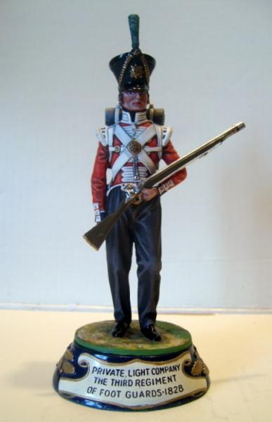 Chas Stadden # 3. Private Light Company Third Regiment Of Foot Guards - 1828. This model shown in Winter dress in the Summer the dress is white pants.