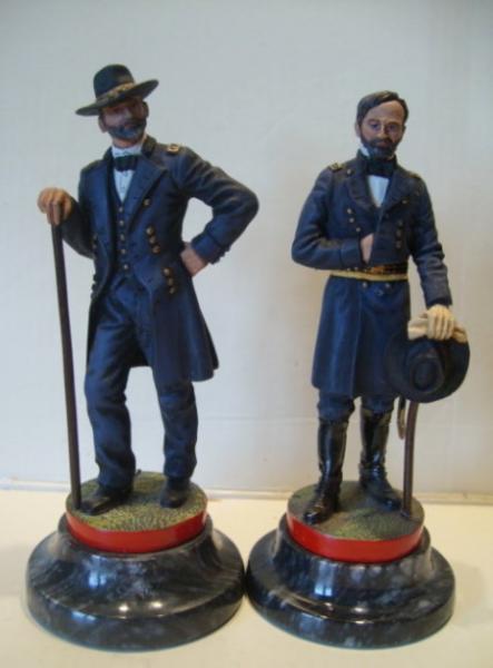 Chas Stadden ACW Chess pieces Bishops. On the right is Major General William T. Sherman. On the left is Major General Ulysses S. Grant.