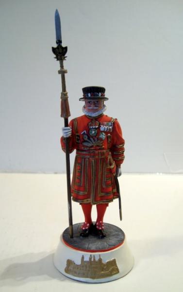 Chas Stadden model # 60.  Yeoman Warder. The Pike is removable for packing purpose.
PAINTER: Mrs KANTA DARBI. MARK= K IN A HALF CIRCLE. ++