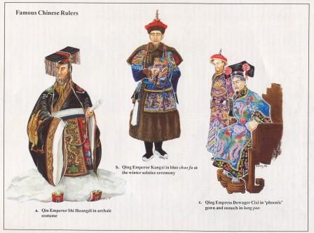 Chinese Costumes as worn by the Emperors -These illustrations were published in Ancient Warrior Vol 1:Winter 94/95, Montvert Publications.