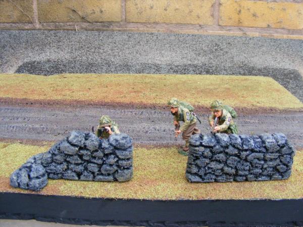 Completed sections of wall plonked on to a dio base.