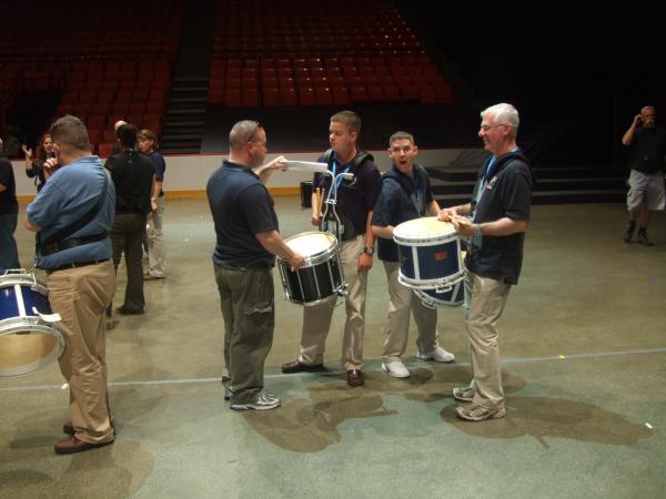 Drummers during the many practices we had on the Metro Centre floor.