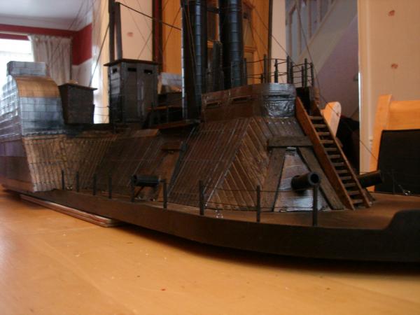 DSC06053.Scratch built model of an ACW Ironclad. the model is based on the Union Vessel USS.Choctaw
Veiw of Frontal Casemate upper Deckand pilot house