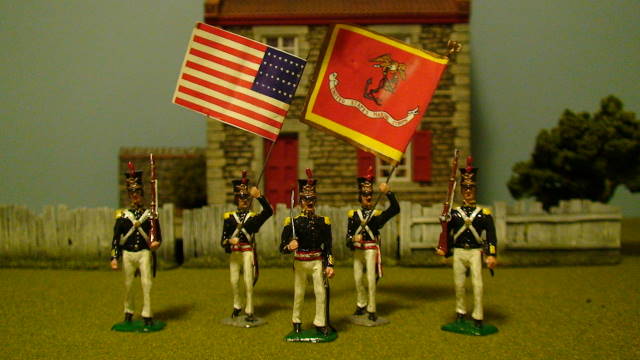 DSC09558
Reviresco - Mexican War U.S. Marine Color Party Dress Uniform (5 figures, 2 flags)