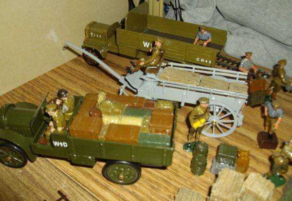 Final look at the rear staging area. Lorries by Fusilier and Toy Army Workshop and wagon by W. Britains (note horses are still in the box and have yet