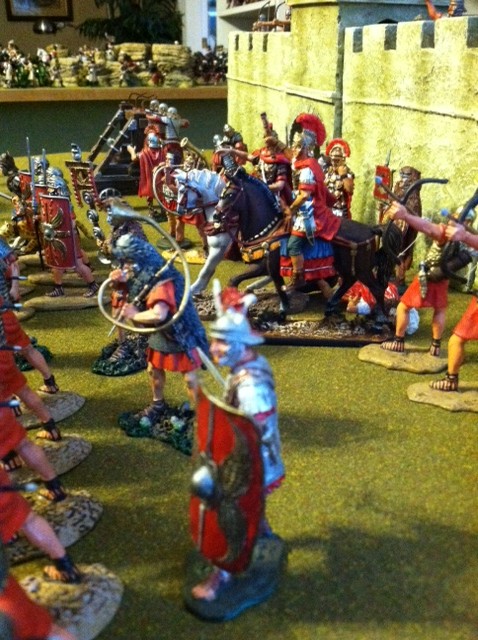 Generals directing course of battle, and Optio ensuring no retreat.