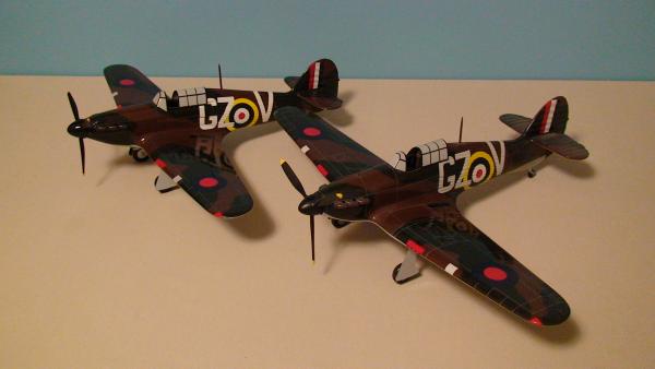 Hawker Hurricanes - Both have a sliding canopy.  Difference is in interior cockpit detail, so one is an older version.