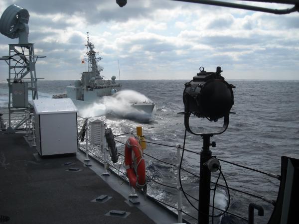 HMCS Athadasken coming along side for fuel.