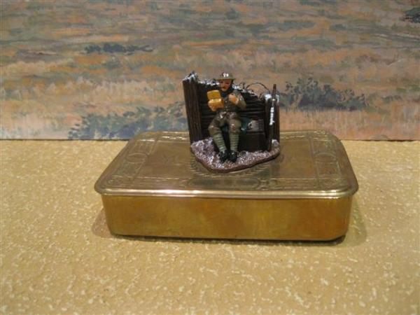 IMG 0020 (Small)  Trophy WWI figure receiving tin of chocolates from Princess Ann(Tin is a real one)