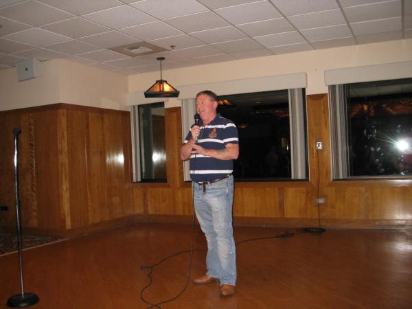 Karaoke time at the King & Country dinner...oh wait, it's Andy Neilson addressing the crowd