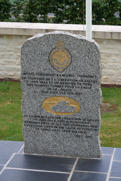 Memorial to Sherwood Foresters who liberated Bayeux on 7 June 1944.