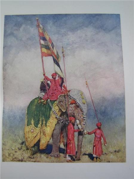 Menpes    Jaipur Elephant with Flag