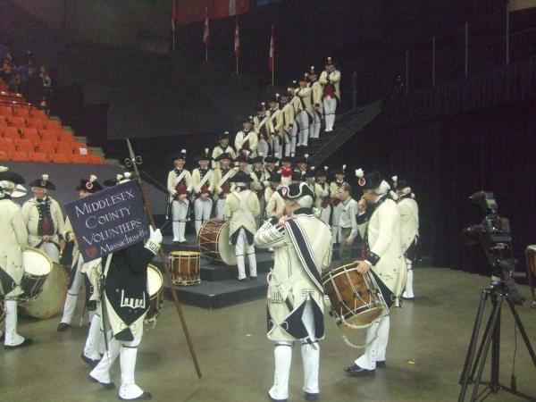 Middlesex County Volunters Fifes and Drums getting ready for there picture.One of the best bands ever.They made the show for me.Check them out on yout