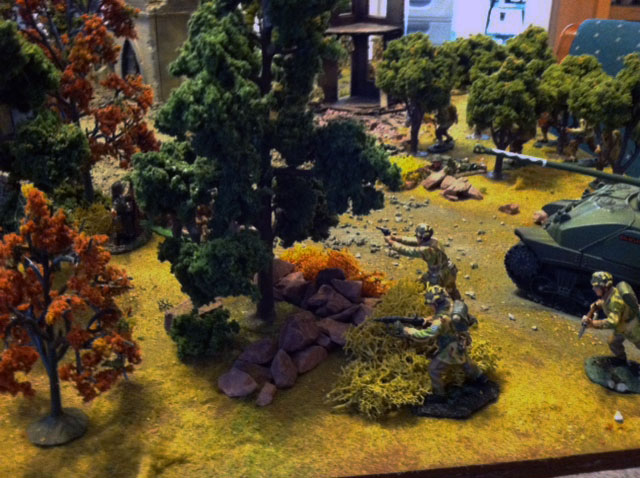 n7 - British Paratroopers with Sherman tank support to hit and to stop German Right Flank movement into village.