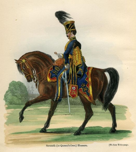 Officer, 7th, or Queen’s Own Regiment of Hussars, 1842.
The 7th Hussars was one of the few British cavalry regiments that served in Canada. It left Ir