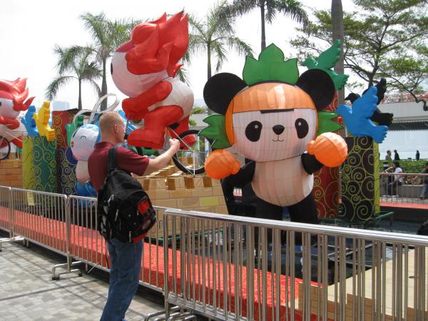 Pete checking out the 2008 Olympic Mascots in Hong Kong on our way to Patriot Models.  Hong Kong will be hosting several Olympic competitions as will 