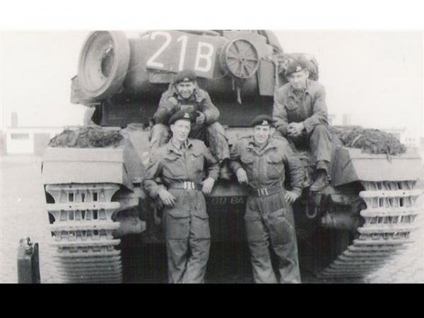 QOH Tank Crew. The lad standing front left is my old mate Dick Mather we were in boy service together (we still keep in touch) He was one of the nices